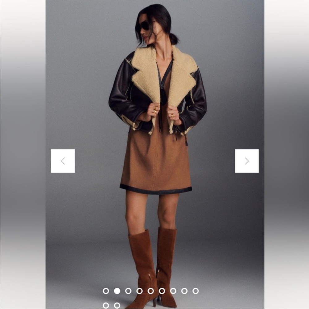Anthropologie NWT Pilcro Faux-Leather Sherpa-Lined Jacket size M.